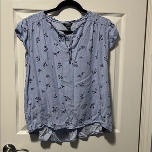 Women's Buffalo David Bitton Blue Floral Top Cap Sleeve Flowy Spring/Summer